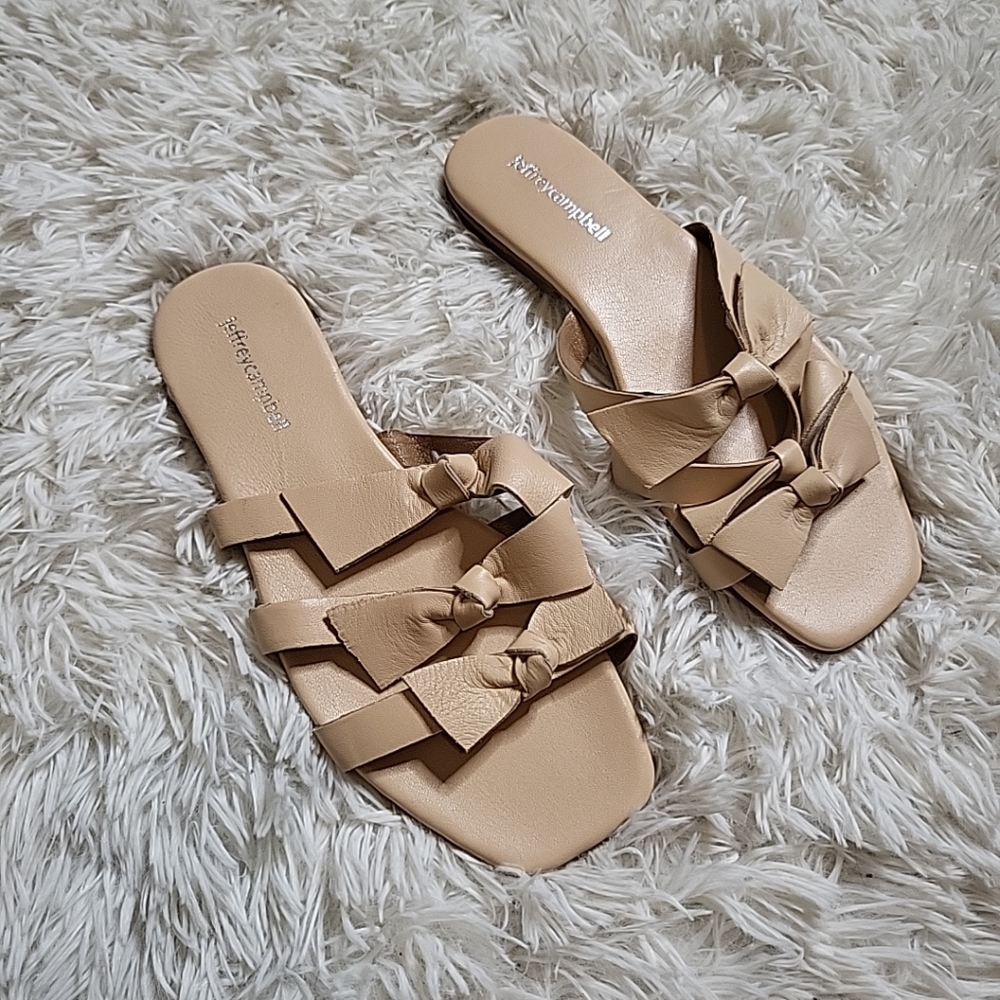Jeffrey Campbell Sandals Lynx Slides Leather Bows Sandals Women's Cute - 8 - Picture 3 of 11
